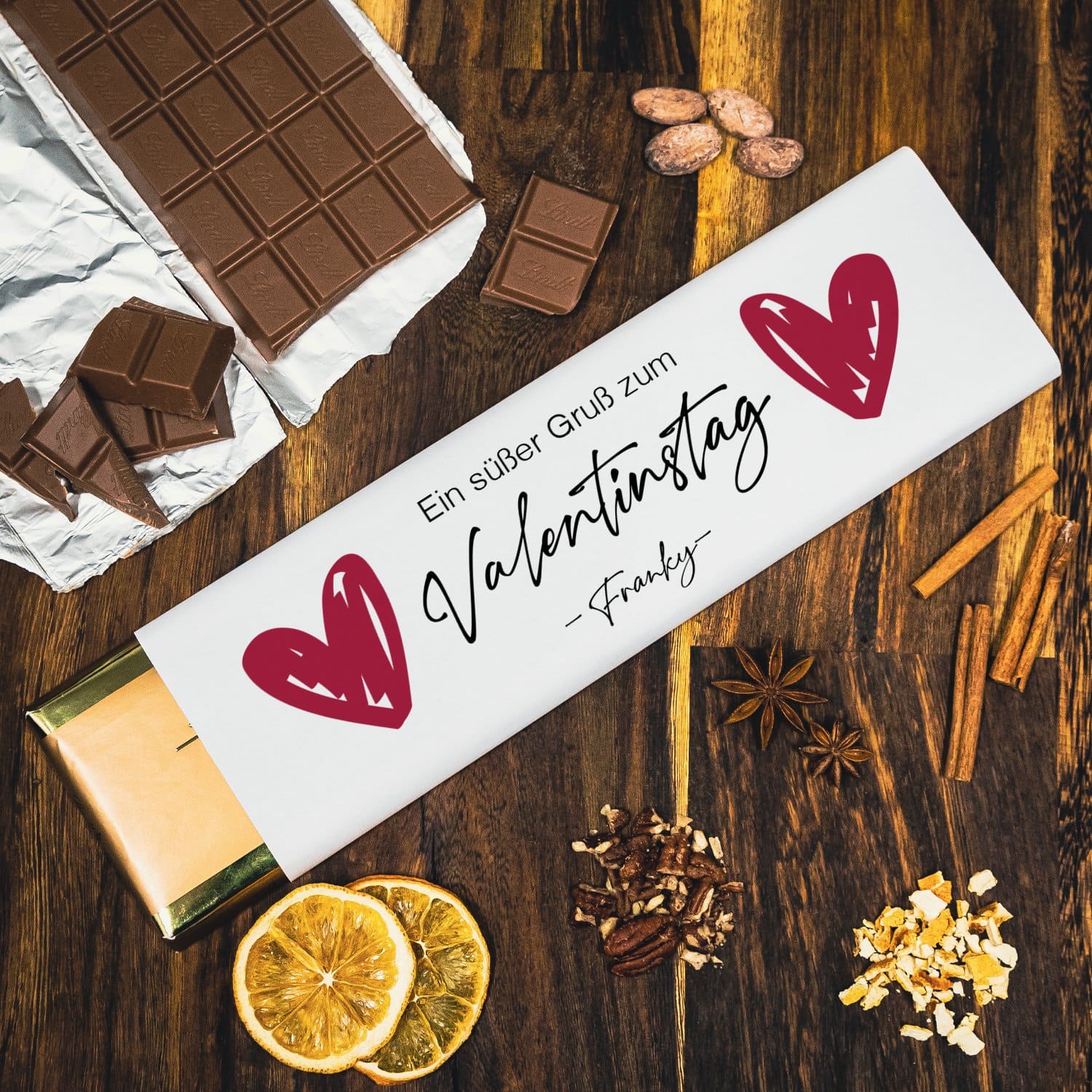 Schokolade zum Valentinstag mit Personalisierung