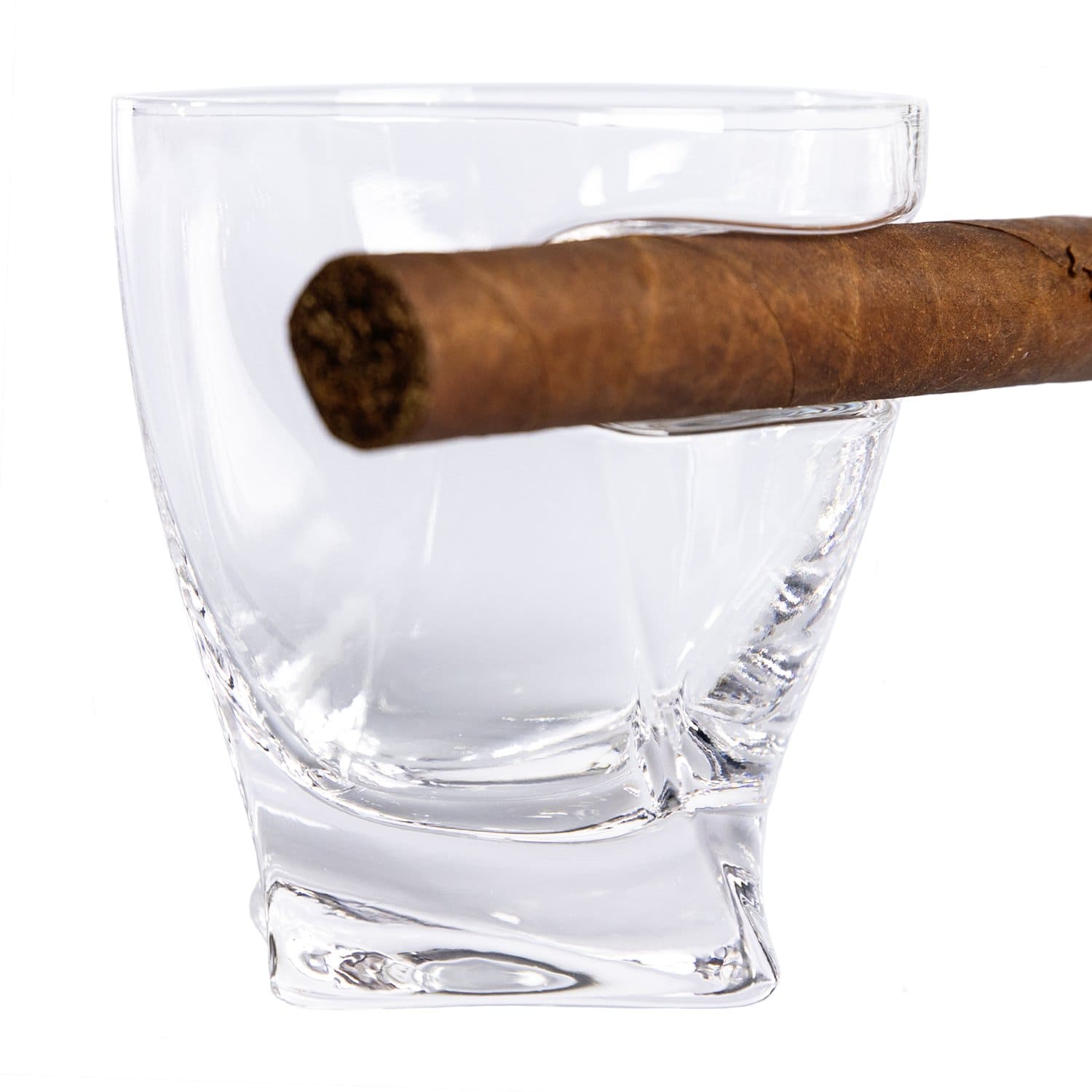 Whiskyglas mit Zigarrenablage