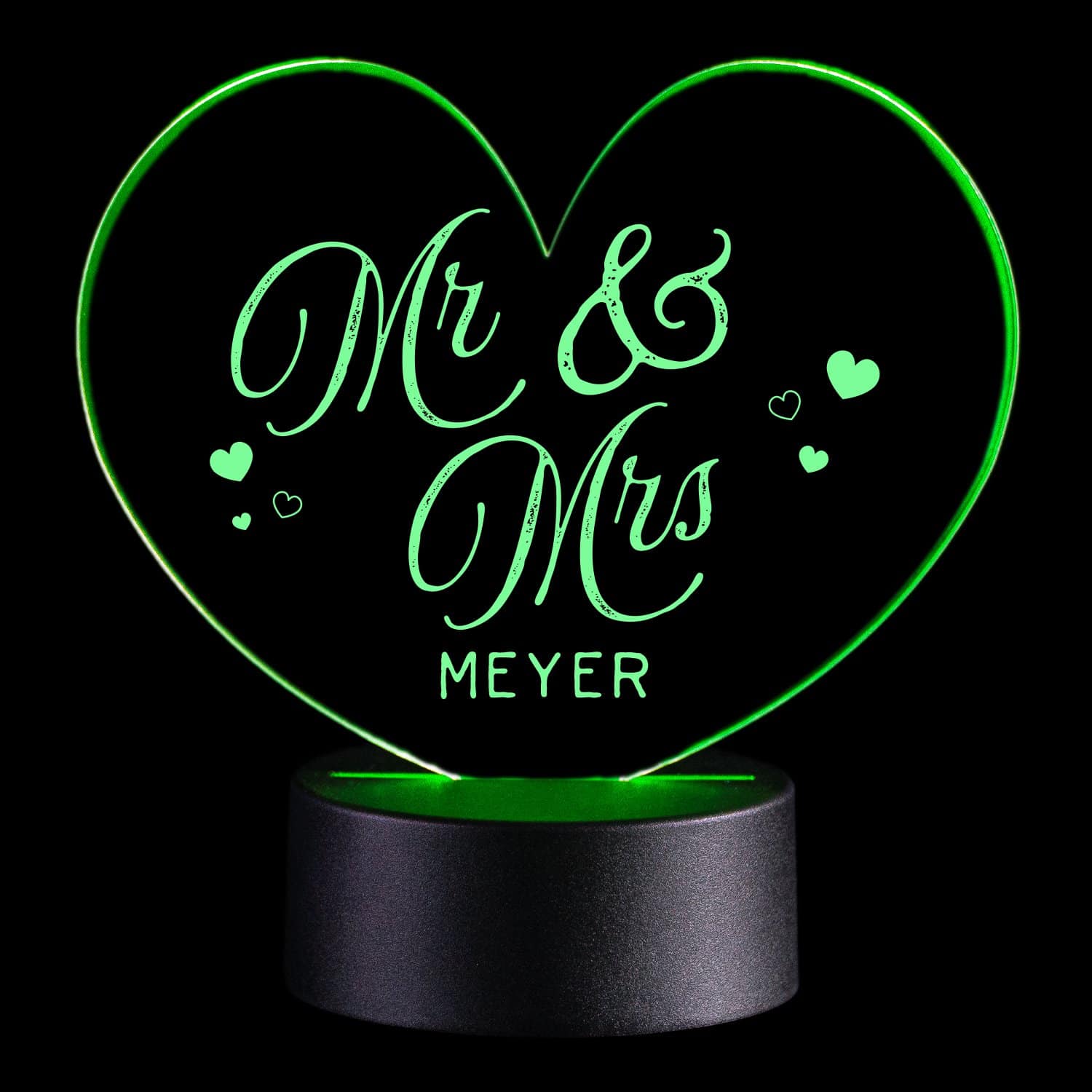 LED-Leuchte Herz - Mr & Mrs mit Personalisierung