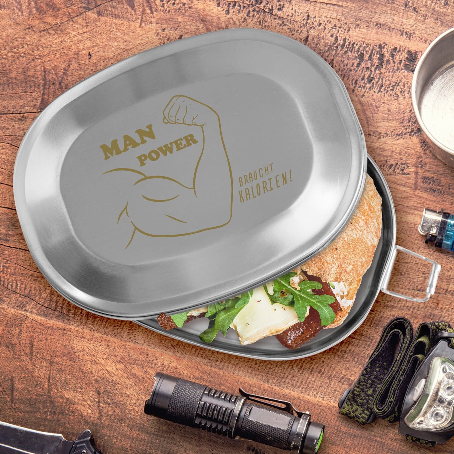 Brotdose für Männer - Lunchbox, Metallbrotdose mit Gravur, Brotbüchse