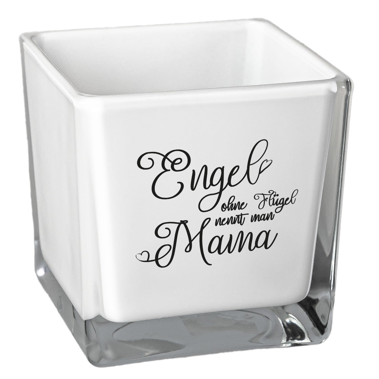 Teelichthalter Milchglas - Engel ohne Flügel nennt man Mama