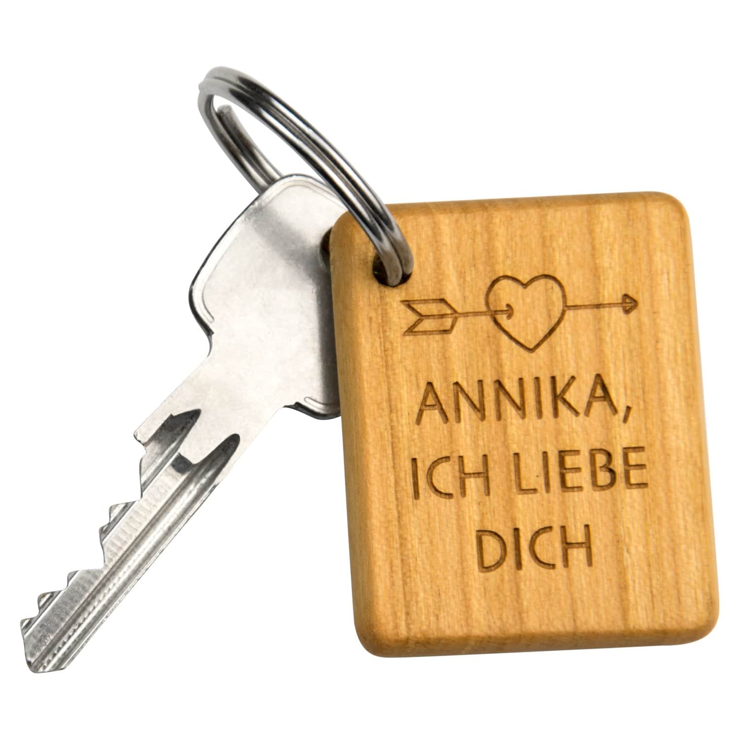 Holz-Schlüsselanhänger – Ich liebe Dich