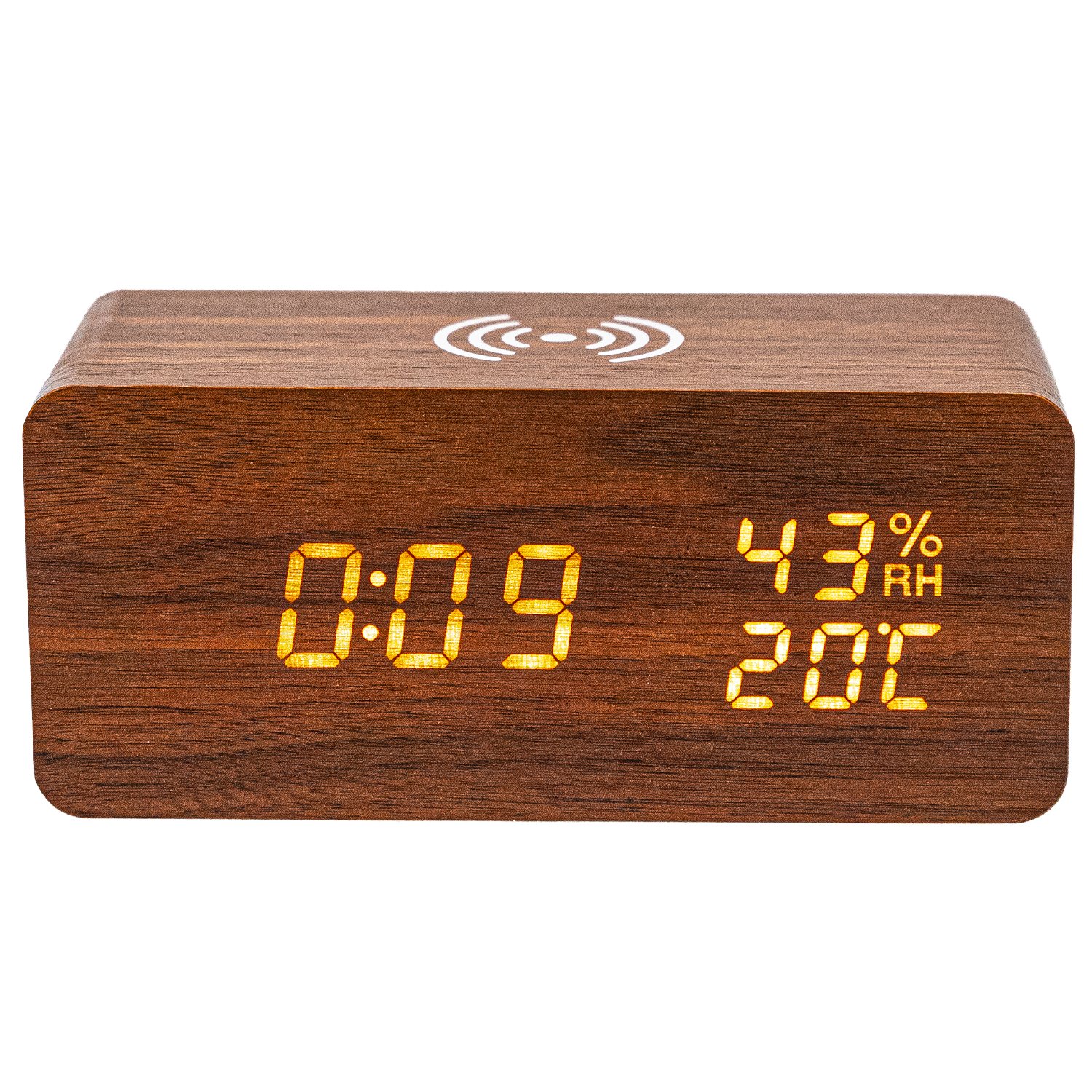 LED Holz Wecker mit Features