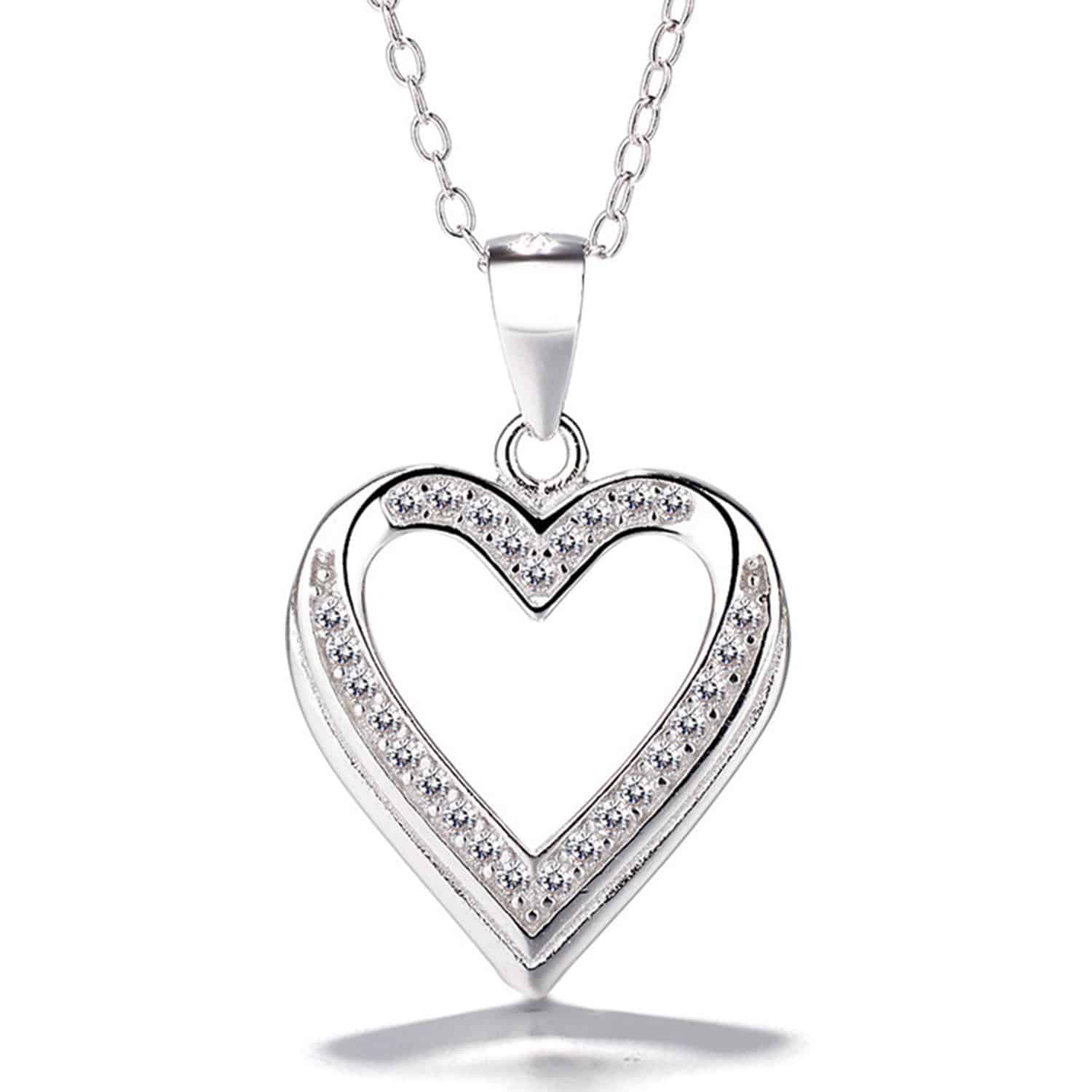 Halskette - Herz mit Zirkonia-Steinchen 925er Silber