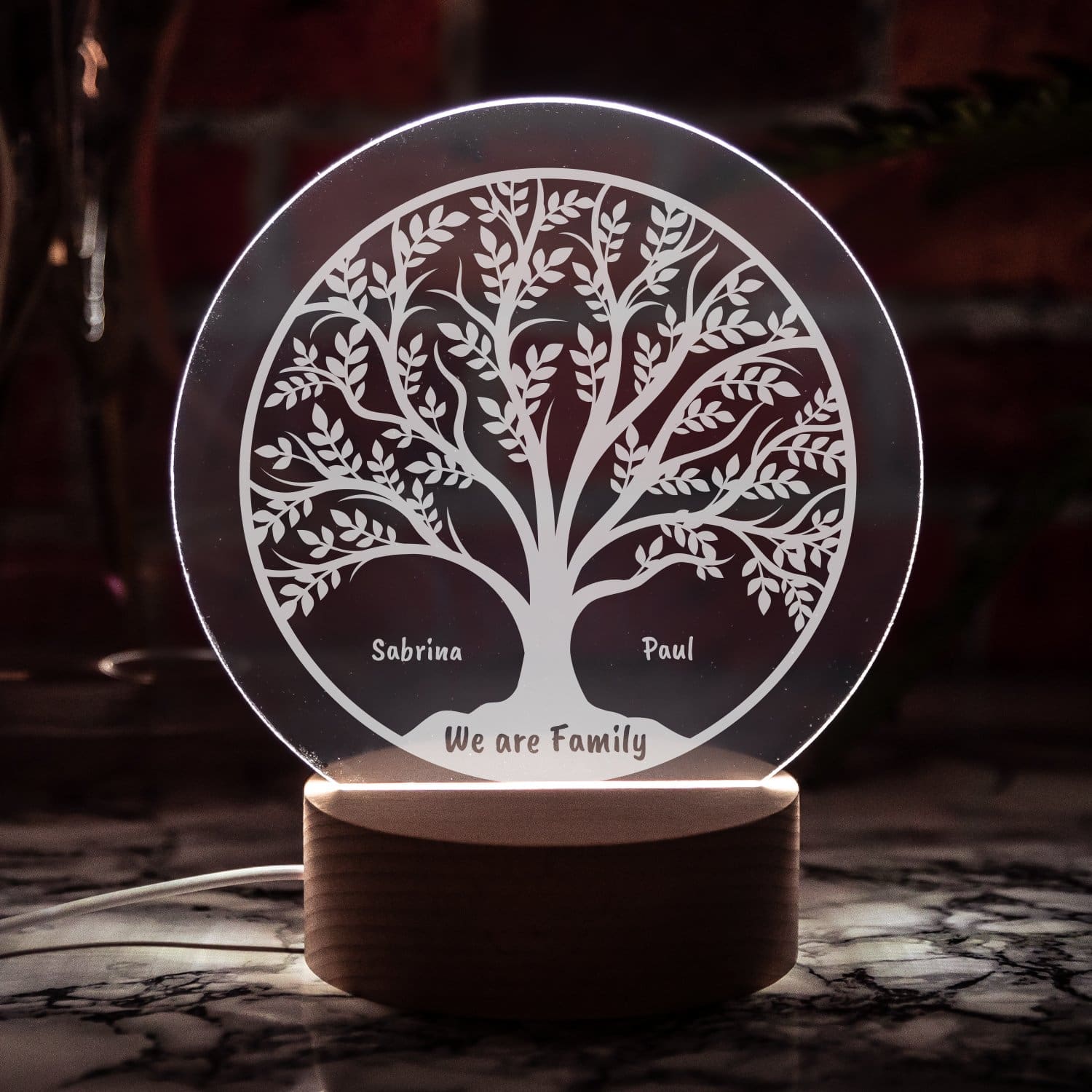 LED-Leuchte - Lebensbaum Familie mit Personalisierung